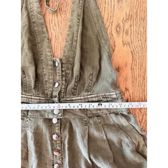 Free People City's Edge Romper in Dried Basil Linen Blend M - Picture 9 of 10